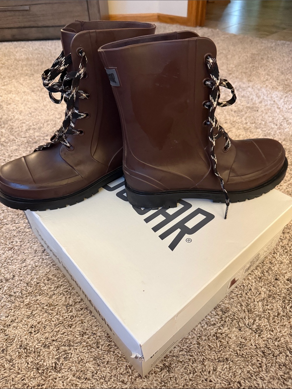 Cougar Brown Lace-Up Women's Rain Boots
